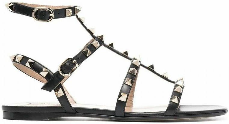 Valentino Garavani Rockstud Flat Flip-flop Sandals Black Dames