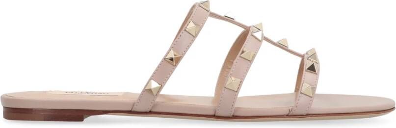 Valentino Rockstud Leren Slides Pink Dames