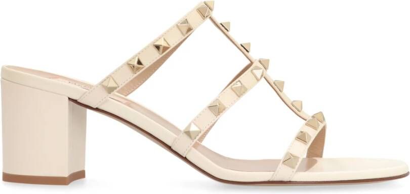 Valentino Studded Leren Slides Beige Dames