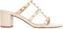 Valentino Studded Leren Slides Beige Dames - Thumbnail 1