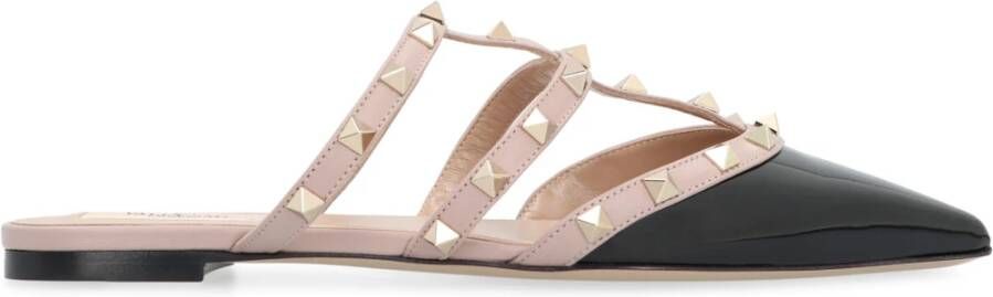 Valentino Studded Patent Leren Puntige Neus Muiltjes Pink Dames