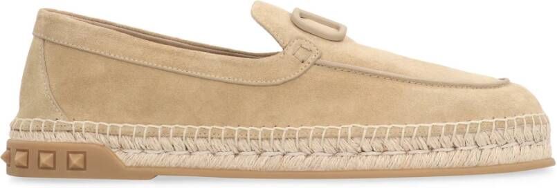 Valentino Suede Espadrilles met Metalen VLogo Beige Heren