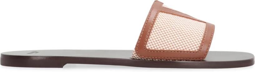 Valentino Superstar Square Toeline Slides Brown Dames