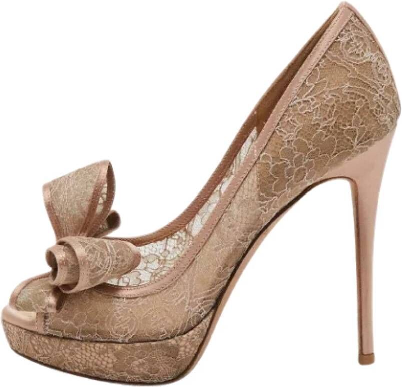 Valentino Vintage Pre-owned Lace heels Beige Dames