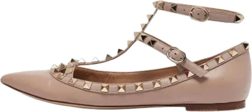 Valentino Vintage Pre-owned Leather flats Beige Dames