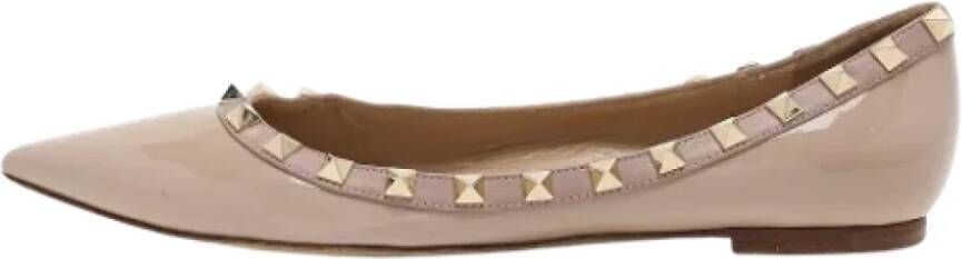 Valentino Vintage Pre-owned Leather flats Beige Dames