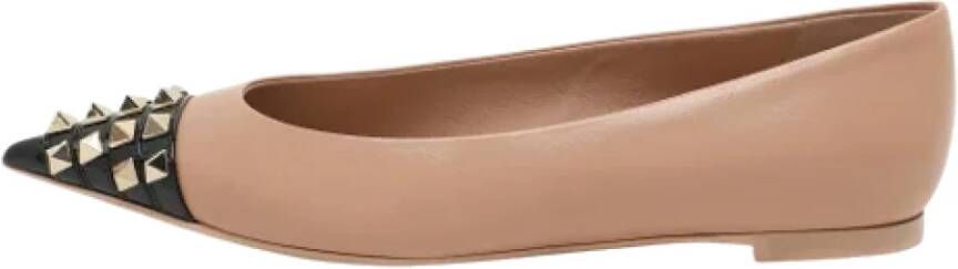 Valentino Vintage Pre-owned Leather flats Beige Dames