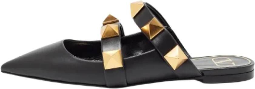 Valentino Vintage Pre-owned Leather flats Black Dames