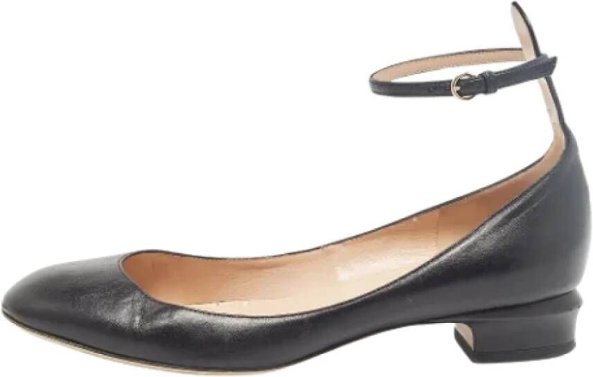 Valentino Vintage Pre-owned Leather flats Black Dames