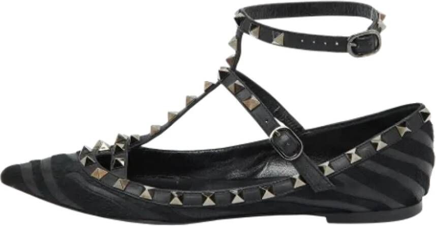 Valentino Vintage Pre-owned Leather flats Black Dames