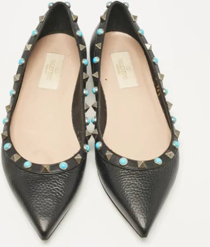 Valentino Vintage Pre-owned Leather flats Black Dames