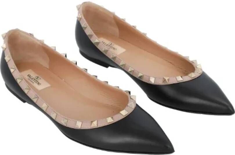 Valentino Vintage Pre-owned Leather flats Black Dames