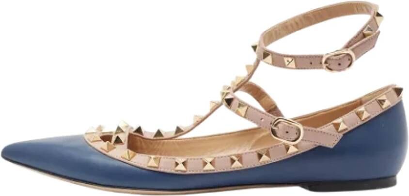 Valentino Vintage Pre-owned Leather flats Blue Dames