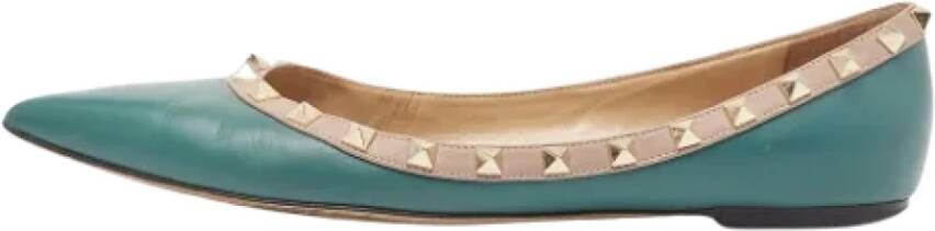 Valentino Vintage Pre-owned Leather flats Green Dames