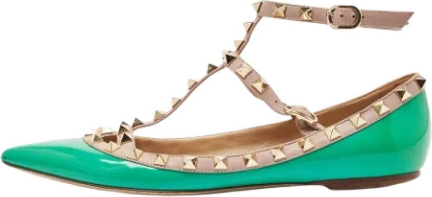 Valentino Vintage Pre-owned Leather flats Green Dames