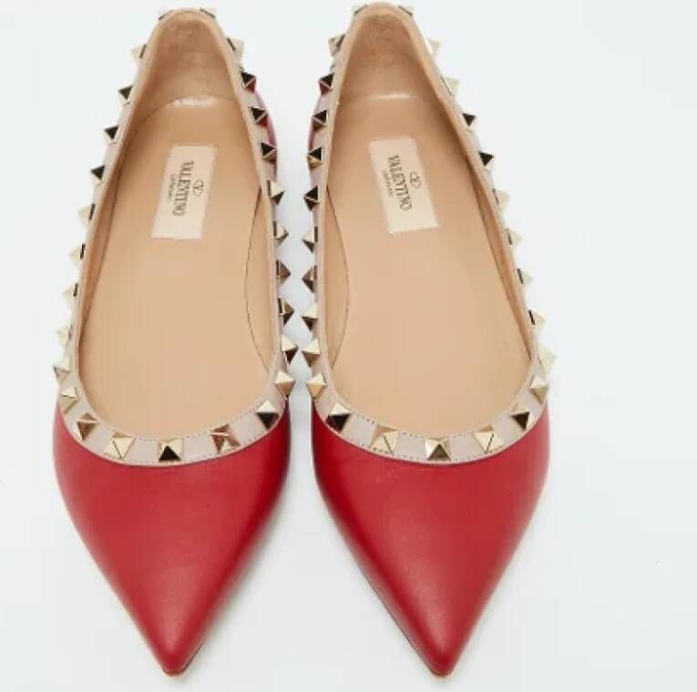 Valentino Vintage Pre-owned Leather flats Red Dames