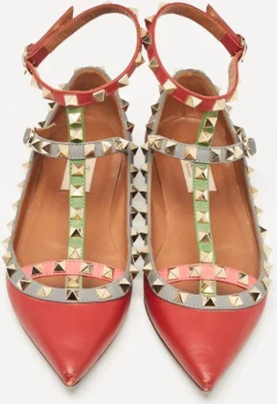 Valentino Vintage Pre-owned Leather flats Red Dames