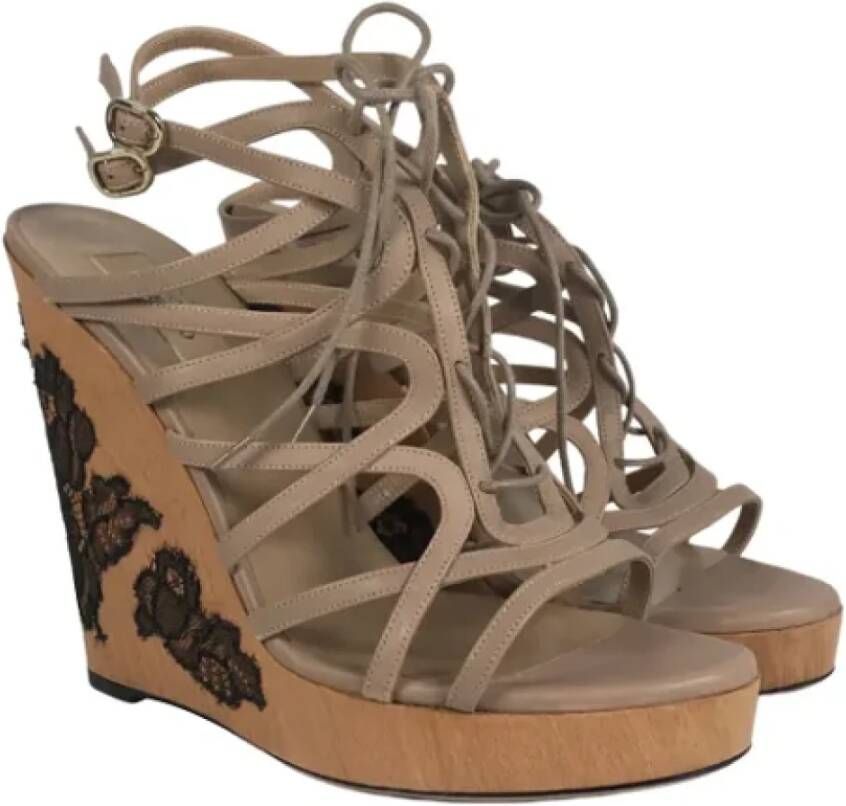 Valentino Vintage Pre-owned Leather sandals Beige Dames