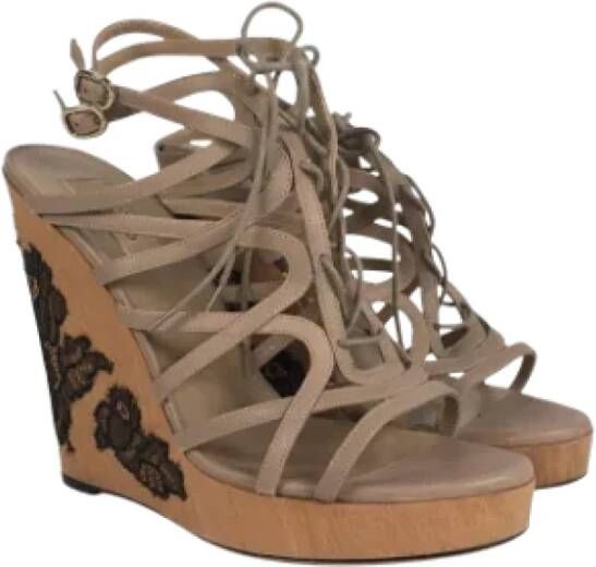 Valentino Vintage Pre-owned Leather sandals Beige Dames