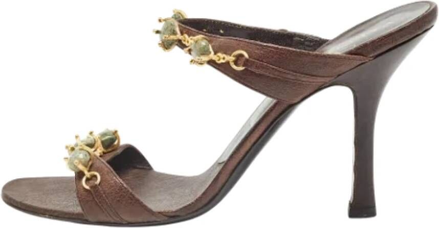 Valentino Vintage Pre-owned Leather sandals Brown Dames