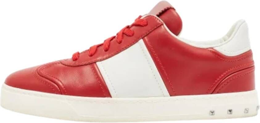 Valentino Vintage Pre-owned Leather sneakers Red Dames