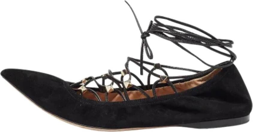 Valentino Vintage Pre-owned Suede flats Black Dames