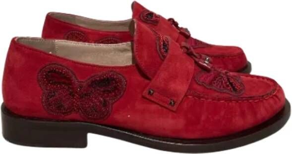 Valentino Vintage Pre-owned Suede flats Red Dames