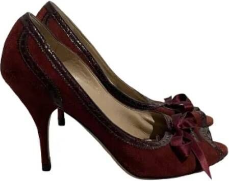 Valentino Vintage Pre-owned Suede heels Red Dames