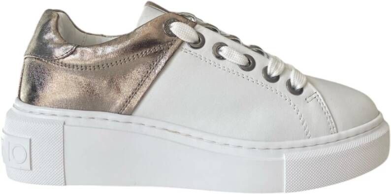 Valentino Witte Leren Sneaker Gunmetal Inzet White Dames