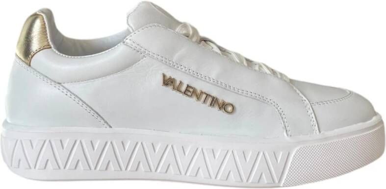 Valentino Witte leren sneaker met gouden logo White Dames