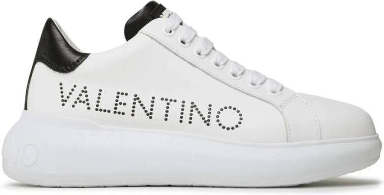 Valentino Witte Leren Sneakers met Logo Lettering White Heren Schoenen