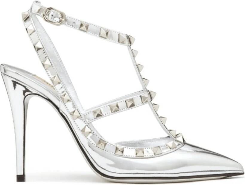 Valentino Zilveren Rockstud enkelband pompen Gray Dames