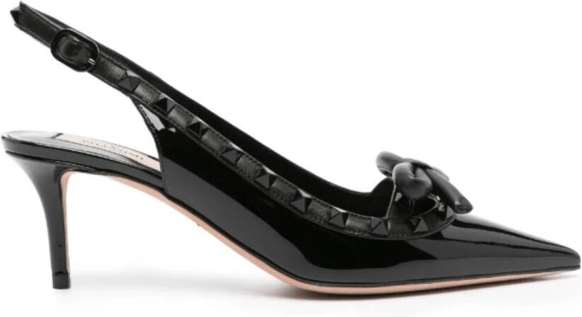 Valentino Zwarte leren pump met strikdetail Black Dames