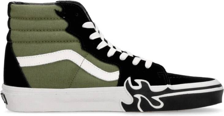 Vans Flame High-Top Schoen met Iconische Strepen Green Heren