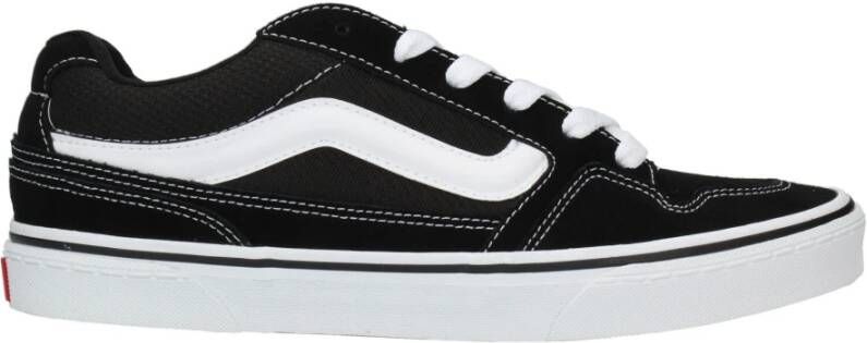 Vans Zwarte Leren Sneaker met Witte Details Black Heren