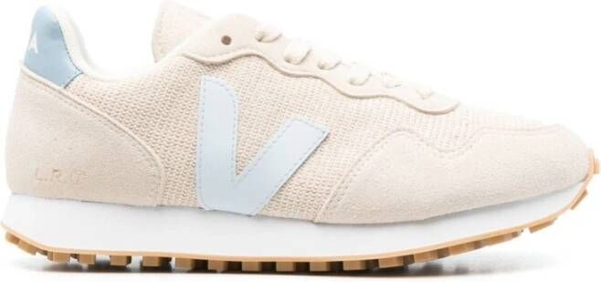 Veja Beige Mesh Sneaker met Blauwe Hiel Multicolor Dames