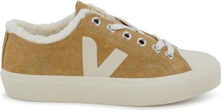 Veja Bruine Leren Sneakers met Shearling Brown Dames