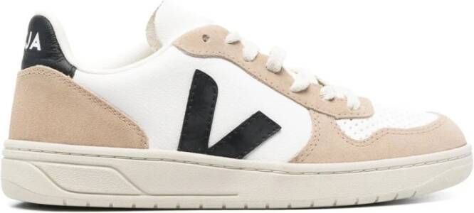 Veja Chromevrije Leren Sneakers in Wit Zwart Sahara Beige Heren