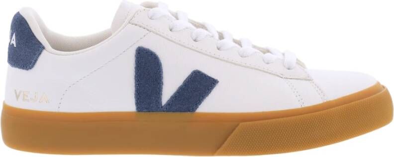 Veja Dames Campo Sneaker Leer Wit Blauw White Dames