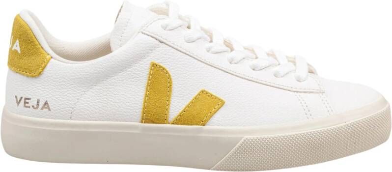 Veja Gecoate Katoenen Sneakers Wit Limoengroen White