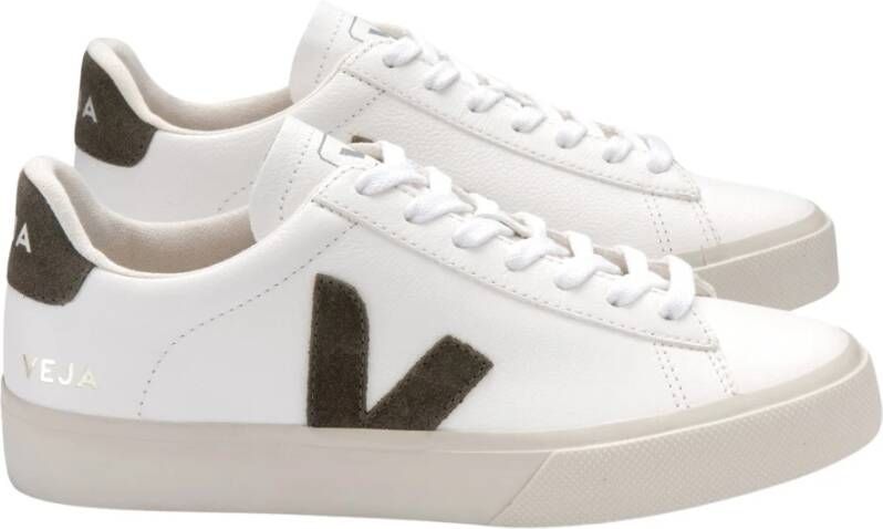 Veja Khaki Campo Sneaker met groene accenten White Dames