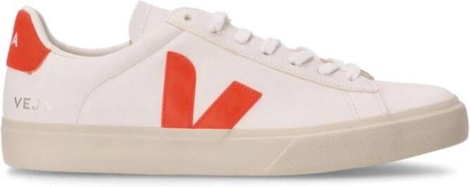 Veja Leren Logo Sneakers Vetersluiting Ronde Neus White Heren