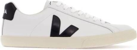 Veja Leren sneaker met V-vormige logo's White Dames