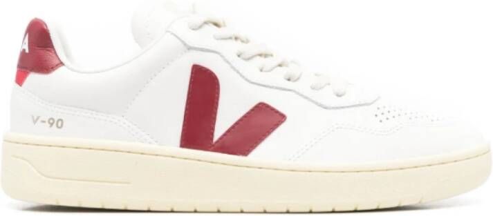 Veja Leren Sneakers met Rood Logo White Heren