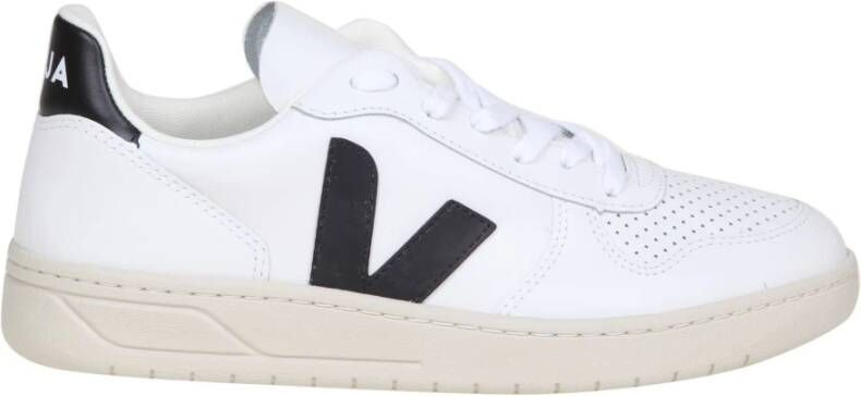 Veja Leren Sneakers Zwart Wit Ronde Neus White Dames