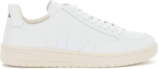 Veja Leren V-12 Sneaker met Rubber Monogram White Heren