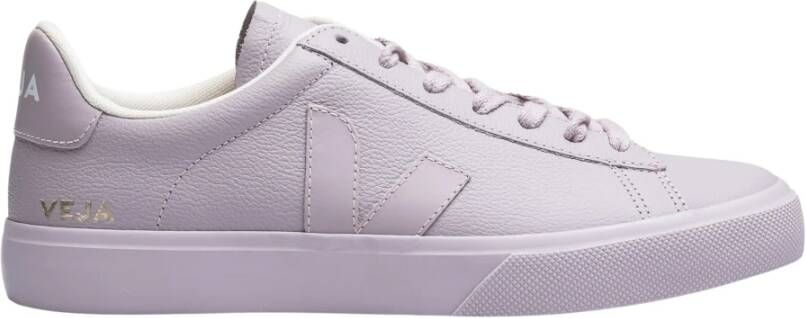 Veja Paarse Leren Campo Sneakers Vetersluiting White Dames