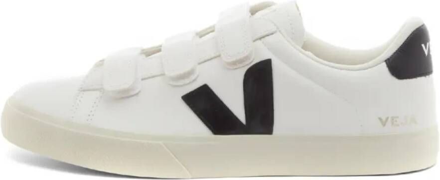 Veja Recife Velcro Leren Sneaker Wit Zwart White Dames