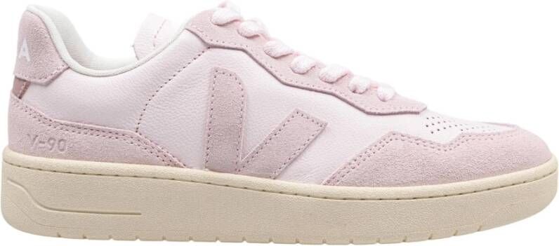 Veja Roze Leren Suède Sneakers Pink Dames