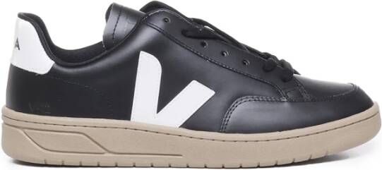 Veja V-12 Leren Sneakers Zwart Wit Black Heren